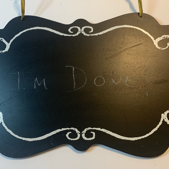 Chalkboard Sign With Gold Ribbon one Stick of Chalk Approximately 17x10 Used - Picture 4 of 4